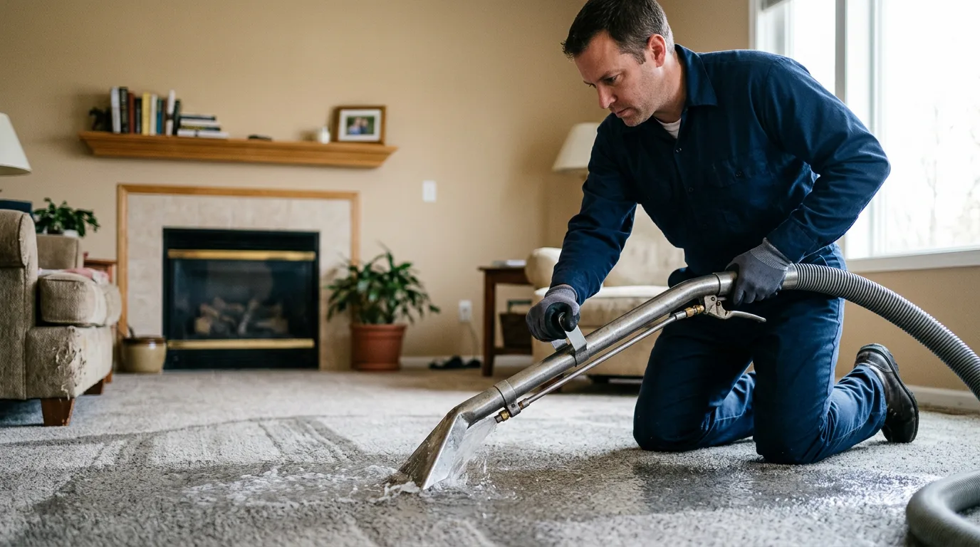 Water damage restoration technician working near Cottonton, AL